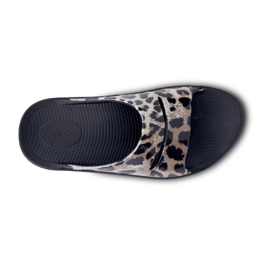 'OOFOS' Women's OOahh Slide Limited Edition - Black / Cheetah - Image 2